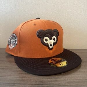 Chicago Cubs Wrigley Field Campfire Burnt Orange New Era Fitted 7 1/8 Green UV